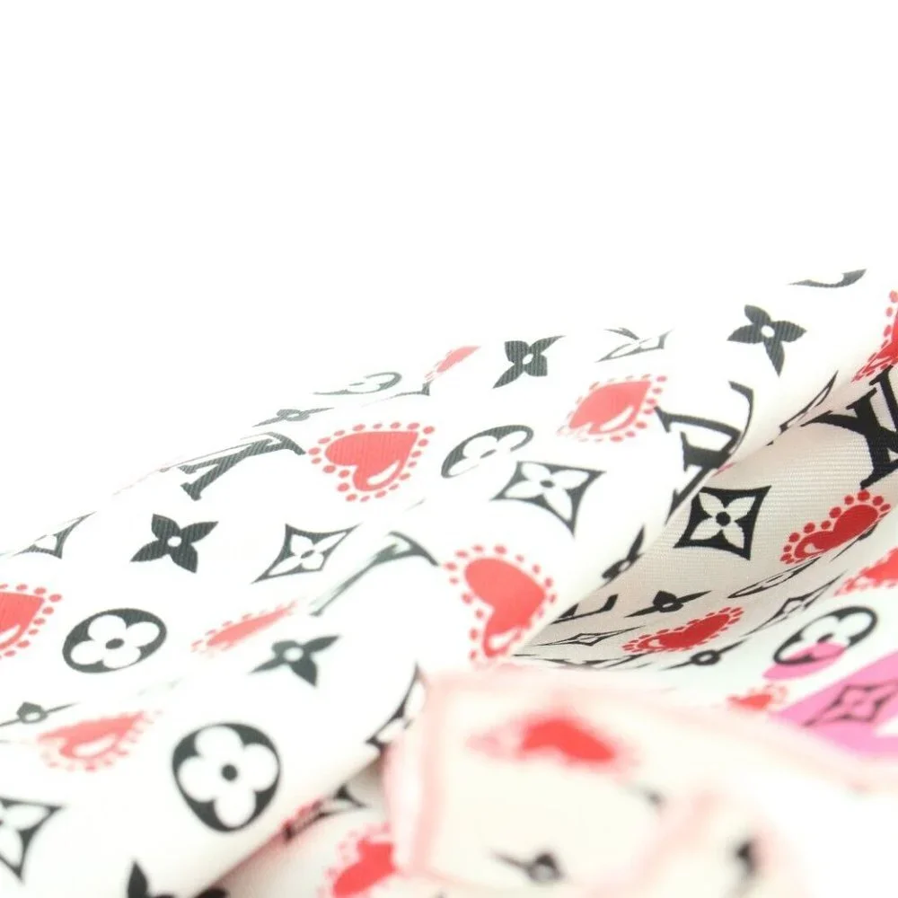Louis Vuitton Rare Valentine Heart Monogram Silk Scarf 3LK0315